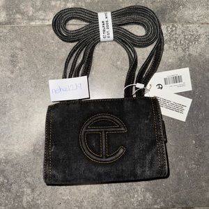 Small Telfar Denim Shopper- Black
